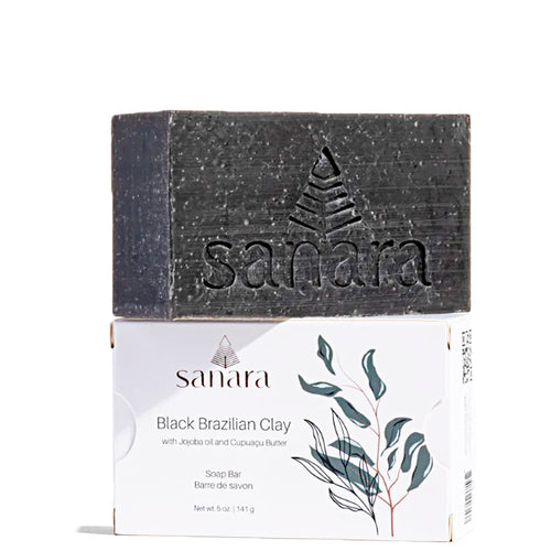 Black Brazilian Clay Soap Bar with Jojoba oil and Cupuaçu Butter 5 oz by Sanara at Petit Vour